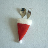 Maxbell Pack of 4pcs Festive Christmas Bottle Top Santa Hat Covers Household Tableware Bags Home Decorations