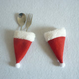 Maxbell Pack of 4pcs Festive Christmas Bottle Top Santa Hat Covers Household Tableware Bags Home Decorations