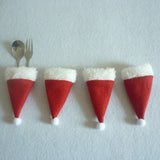 Maxbell Pack of 4pcs Festive Christmas Bottle Top Santa Hat Covers Household Tableware Bags Home Decorations