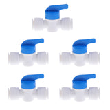 Maxbell 5Pieces Tube Ball Valve Quick Connect Fitting 3/8-Inch Push in Connector Valve Start RO Water System