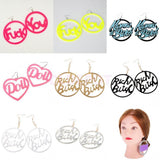 Maxbell Fashion Oversized Punk BOOM POW Earrings Hip-hop Club Round Dangle Earrings