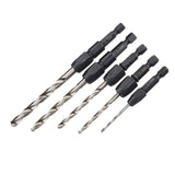 Maxbell 5 PIECES QUICK CHANGE TITANIUM HEX SHANK DRILL BIT SET HSS 2,3.2,4,5,6mm