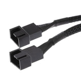 Maxbell 2 x 4 pin Fan Y Splitter Power Extension Cable 2 Fans Splitter Lead All Black Sleeved