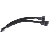 Maxbell 2 x 4 pin Fan Y Splitter Power Extension Cable 2 Fans Splitter Lead All Black Sleeved