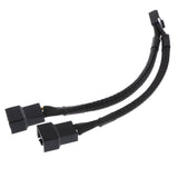 Maxbell 2 x 4 pin Fan Y Splitter Power Extension Cable 2 Fans Splitter Lead All Black Sleeved