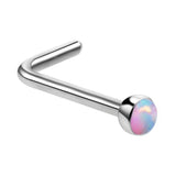 Maxbell 5 Pieces Mixed Color Opal Stone Silver Titanium Steel Nose Studs L-Shape Ring 20 Gauge 0.8mm