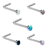 Maxbell 5 Pieces Mixed Color Opal Stone Silver Titanium Steel Nose Studs L-Shape Ring 20 Gauge 0.8mm