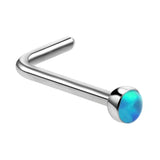 Maxbell 5 Pieces Mixed Color Opal Stone Silver Titanium Steel Nose Studs L-Shape Ring 20 Gauge 0.8mm