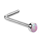 Maxbell 5 Pieces Mixed Color Opal Stone Silver Titanium Steel Nose Studs L-Shape Ring 20 Gauge 0.8mm