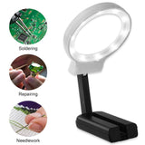 Maxbell 3X LED Lighted Foldable Magnifier With LED Llights For Reading Watch Repair