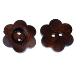 Maxbell 20 Piece Coffee Flower Shape 2 Holes Wooden Buttons for Sewing on Clothing Decoration 23mm