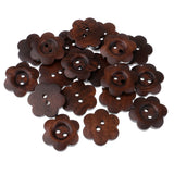 Maxbell 20 Piece Coffee Flower Shape 2 Holes Wooden Buttons for Sewing on Clothing Decoration 23mm