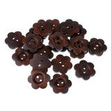 Maxbell 20 Piece Coffee Flower Shape 2 Holes Wooden Buttons for Sewing on Clothing Decoration 23mm