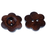 Maxbell 20 Piece Coffee Flower Shape 2 Holes Wooden Buttons for Sewing on Clothing Decoration 23mm