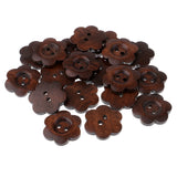 Maxbell 20 Piece Coffee Flower Shape 2 Holes Wooden Buttons for Sewing on Clothing Decoration 23mm