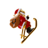 Maxbell Gold Plated Alloy Red Enamel Santa Claus Brooch Pin Christmas Gift Jewelry