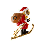 Maxbell Gold Plated Alloy Red Enamel Santa Claus Brooch Pin Christmas Gift Jewelry