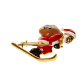 Maxbell Gold Plated Alloy Red Enamel Santa Claus Brooch Pin Christmas Gift Jewelry