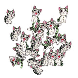 Maxbell 100 Pieces Cute Cat Shape Wooden Buttons Scrapbooking Embellishments for Sewing Kids Crafts Cardmaking