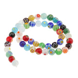 Maxbell Mix Color Millefiori Lampwork Glass Round Beads Loose Spacer Beads for Jewelry Making Crafts 8mm