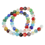 Maxbell Mix Color Millefiori Lampwork Glass Round Beads Loose Spacer Beads for Jewelry Making Crafts 8mm