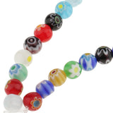 Maxbell Mix Color Millefiori Lampwork Glass Round Beads Loose Spacer Beads for Jewelry Making Crafts 8mm