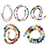 Maxbell Mix Color Millefiori Lampwork Glass Round Beads Loose Spacer Beads for Jewelry Making Crafts 8mm