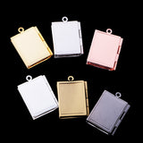 Maxbell 6 Pieces Alloy Flower Book Photo Picture Charm Pendant Gift Frame Locket Jewelry Gifts