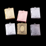 Maxbell 6 Pieces Alloy Flower Book Photo Picture Charm Pendant Gift Frame Locket Jewelry Gifts