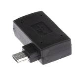 Maxbell 90 degree Right Angle Micro USB 2.0 OTG Host Adapter w/USB Power for Samsung Mobile Phone Black