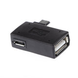 Maxbell 90 degree Right Angle Micro USB 2.0 OTG Host Adapter w/USB Power for Samsung Mobile Phone Black
