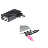 Maxbell 90 degree Right Angle Micro USB 2.0 OTG Host Adapter w/USB Power for Samsung Mobile Phone Black