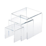 Maxbell (1 Set of 3pcs) Clear Acrylic Display Riser (3'', 4'', 5'') Jewelry Showcase Display