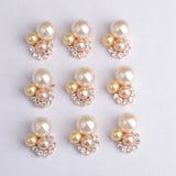 Maxbell 10 Pieces Flower Crystal Pearl Rhinestone Button Flatback Hair Bow DIY Craft Decor