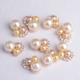 Maxbell 10 Pieces Flower Crystal Pearl Rhinestone Button Flatback Hair Bow DIY Craft Decor