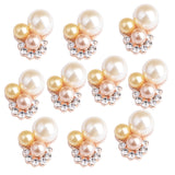 Maxbell 10 Pieces Flower Crystal Pearl Rhinestone Button Flatback Hair Bow DIY Craft Decor