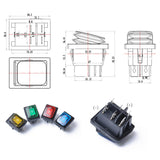 Maxbell 4pcs 6 Pin On/Off/On 3 Position Rocker Power Switch With Backlight