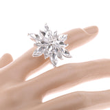 Maxbell Gorgeous Christmas Crystal Rhinestone Snowflakes Diamond Ring Xmas Jewelry