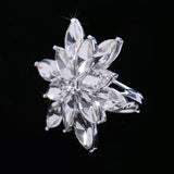 Maxbell Gorgeous Christmas Crystal Rhinestone Snowflakes Diamond Ring Xmas Jewelry