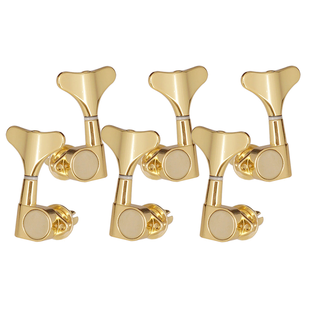 Maxbell Pack of 6 3L3R Alloy Electric Bass Replacement Tuning Pegs Closed Tuning Keys 2.2 x 1.09inch Gold