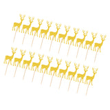 Maxbell 20pcs Glitter Elk Deer Wood Cake Toppers Food Picks Xmas Party Baby Shower