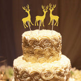 Maxbell 20pcs Glitter Elk Deer Wood Cake Toppers Food Picks Xmas Party Baby Shower