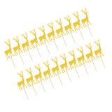 Maxbell 20pcs Glitter Elk Deer Wood Cake Toppers Food Picks Xmas Party Baby Shower