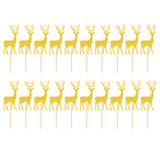 Maxbell 20pcs Glitter Elk Deer Wood Cake Toppers Food Picks Xmas Party Baby Shower