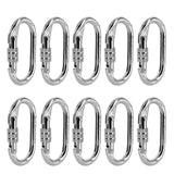 Maxbell 10 Pieces Oval Steel Carabiner Screw Locking for Rock Climbing Rescue 25KN