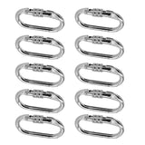 Maxbell 10 Pieces Oval Steel Carabiner Screw Locking for Rock Climbing Rescue 25KN