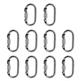 Maxbell 10 Pieces Oval Steel Carabiner Screw Locking for Rock Climbing Rescue 25KN