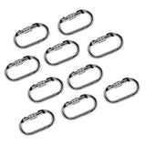 Maxbell 10 Pieces Oval Steel Carabiner Screw Locking for Rock Climbing Rescue 25KN