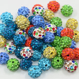 Maxbell 50 Pieces Mixed Color Round Clay Crystal Ball Spacer Beads for Jewelry Making Beading Crafts 10mm