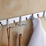 Maxbell Rust Corrosion Resistant Chrome Double-deck 5 Hook Wall Hanger Coat Hat Towel Rack Home Bathroom Bedroom Kitchen Decor